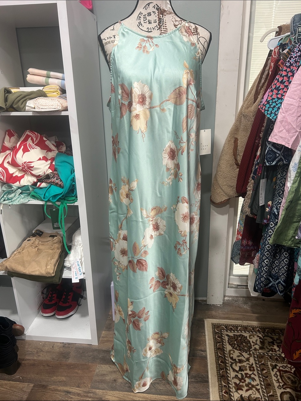 a new day Mint Green Floral Maxi Dress